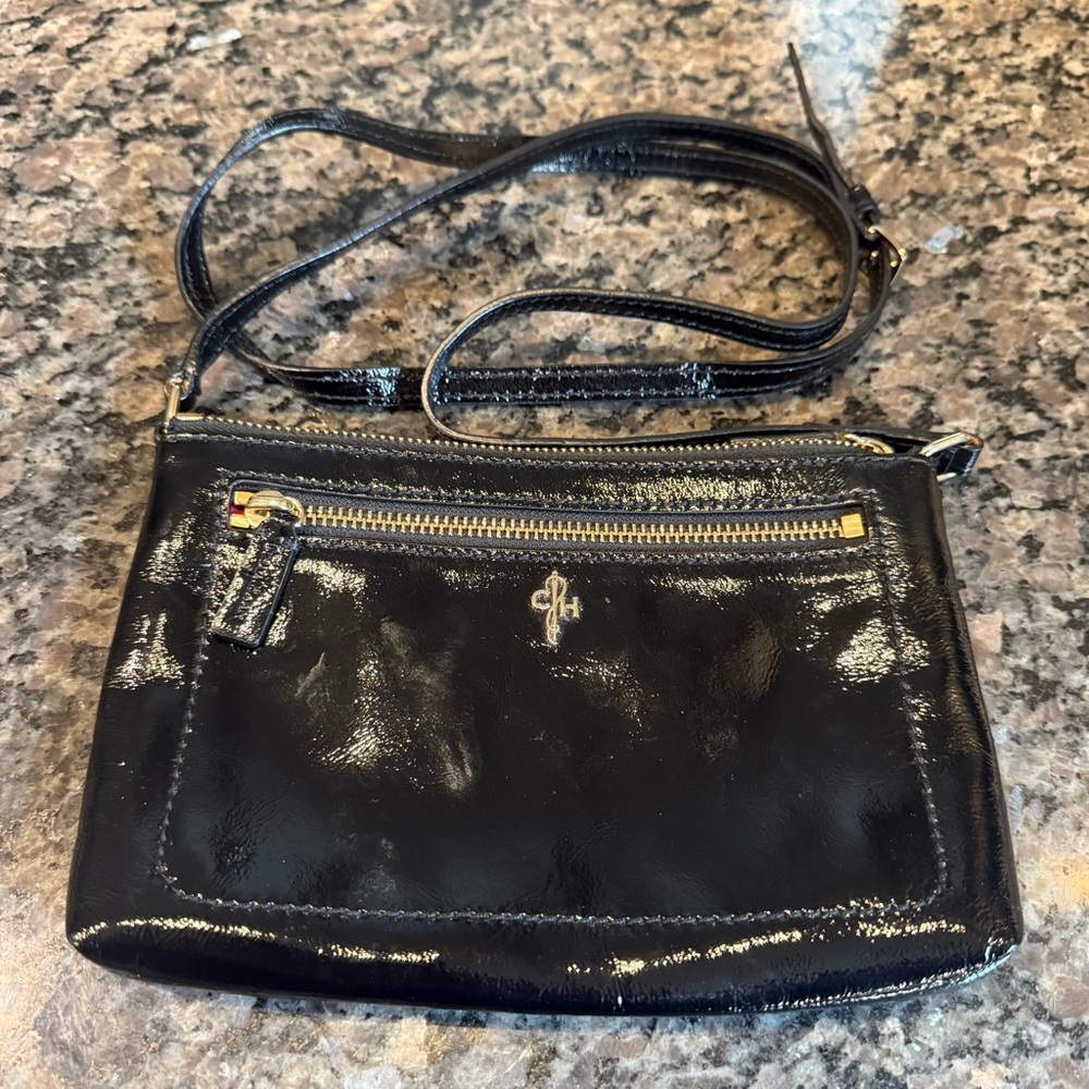 Cole Haan Black Patent Leather Jitney Ali Crossbody Bag
